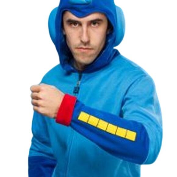 Capcom Other - Capcom Mega Man Full Zip Hoodie Sweater Blue 3D Helmet Design XXXL